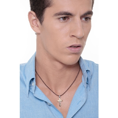 Kreuzanhänger Jesus Gelbgold Weißgold