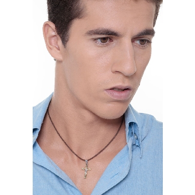 Weissgold Gelbgold Kreuz Anhänger 