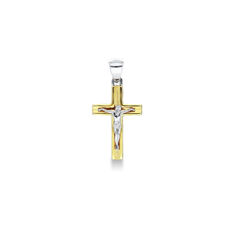 Weissgold Gelbgold Kreuz Anhänger 