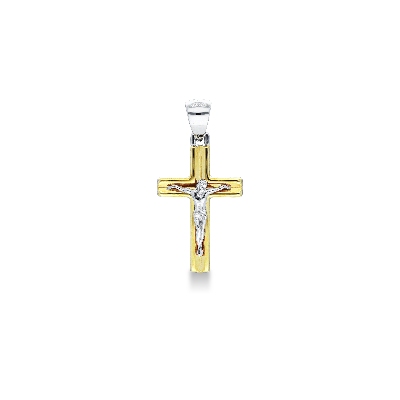 Weissgold Gelbgold Kreuz Anhänger 