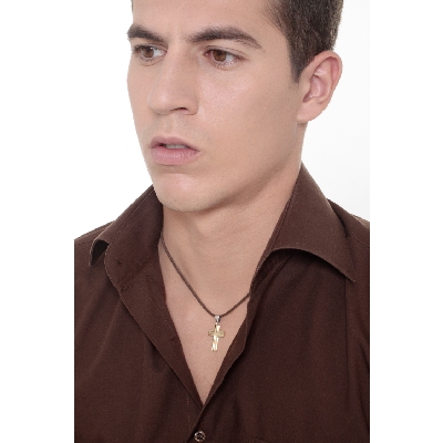 Kreuz Anhänger Gelbgold Weißgold