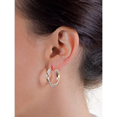 Tricolor Creolen Rotgold, Weißgold, Gelbgold 18K