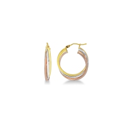 Tricolor Creolen Rotgold, Weißgold, Gelbgold 18K