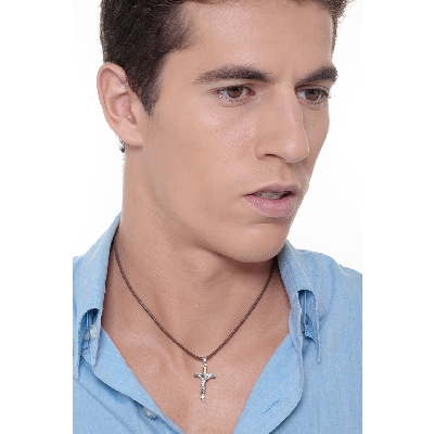 Kreuz Anhänger Gelb und Weißgold 18K