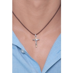 Kreuz Anhänger Gelb und Weißgold 18K 2