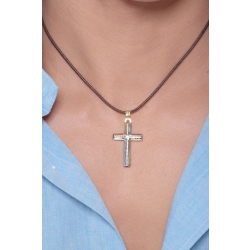 Kreuzanhänger aus Gelb- und Weißgold 18K 2