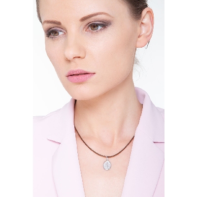 Medaillon-Anhänger Heilige Maria aus Weißgold 18K