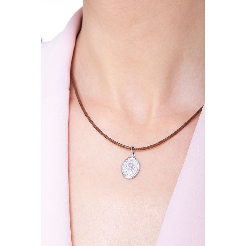 Medaillon-Anhänger Heilige Maria aus Weißgold 18K Medaillon-Anhänger Heilige Maria aus Weißgold 18K