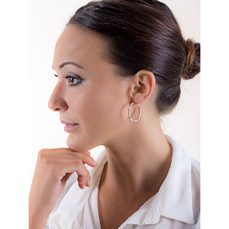 Dreifarbige Creolen aus Gelb-, Rosé- und Weißgold 18K 