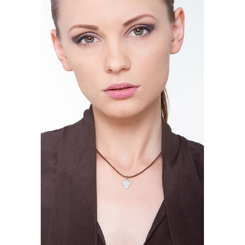 Ciondolo sagoma angioletto in oro bianco 18k.