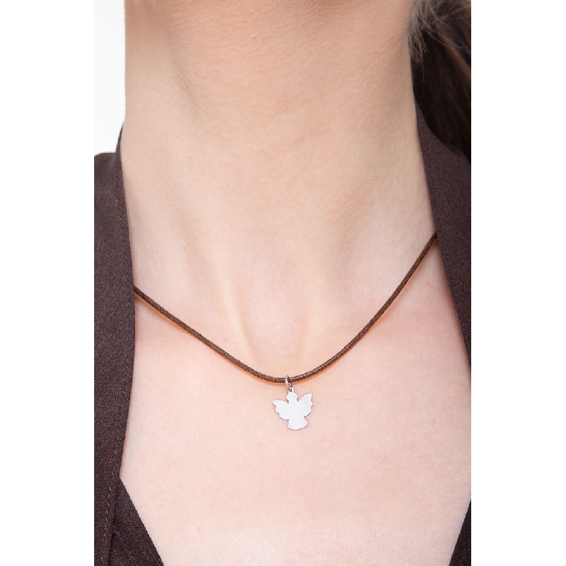 Ciondolo sagoma angioletto in oro bianco 18k.