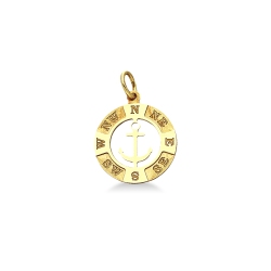 Anhänger aus 18 Karat Gelbgold mit Windrose und Anker