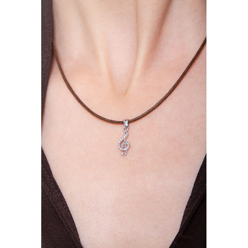 Weißgold 18K Anhänger mit Violinschlüssel mit Zirkonia Weißgold 18K Anhänger mit Violinschlüssel mit Zirkonia