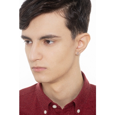 Einzelner Ohrring aus 18k Weißgold mit Musiknote