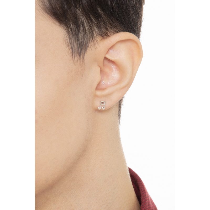 Einzelner Ohrring aus 18k Weißgold mit Musiknote