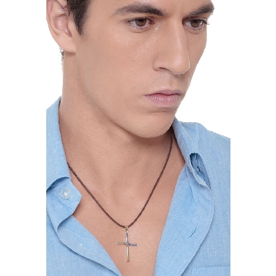 Moderner Kreuz Anhänger Weissgold Gelbgold