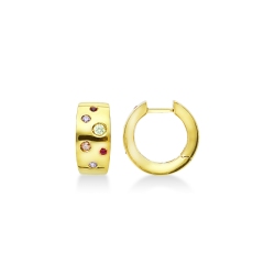 Creolen aus Gelbgold 750 mit bunten Zirkonia