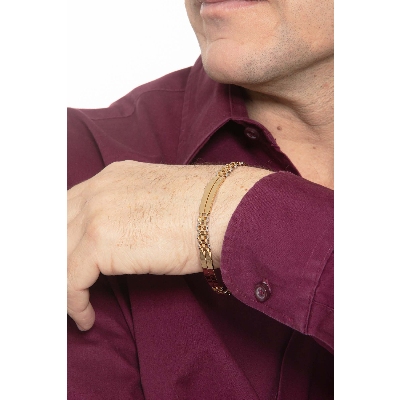18K Gelbgold Weißgold Herrenarmband mit Karabinerverschluss