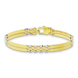 18K Gelbgold Weißgold Herrenarmband mit Karabinerverschluss