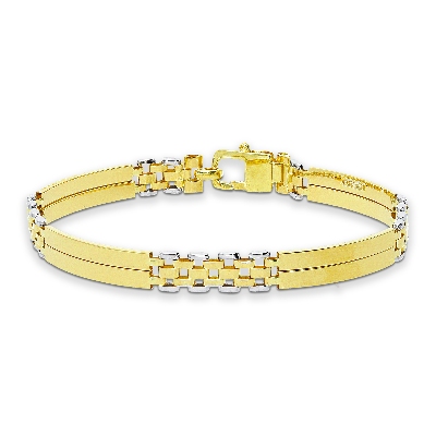 18K Gelbgold Weißgold Herrenarmband mit Karabinerverschluss