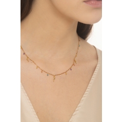 Gelbgold 750 Kette mit Hörnchen und Anhängern 2