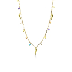 Gelbgold 750 Kette mit Hörnchen und Anhängern