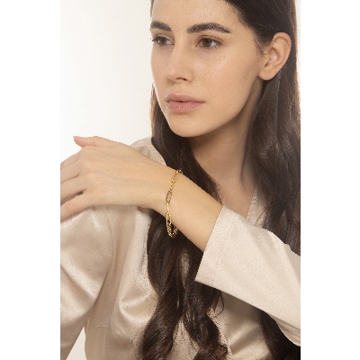 Iced Out Paperclip Gelbgold Armband 