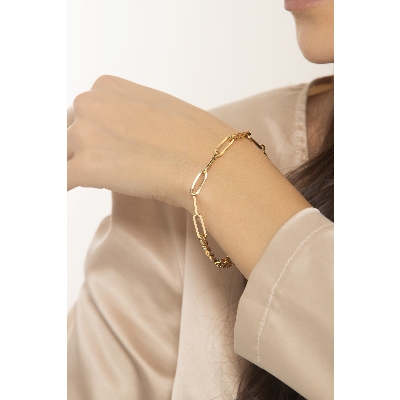 Iced Out Paperclip Gelbgold Armband 