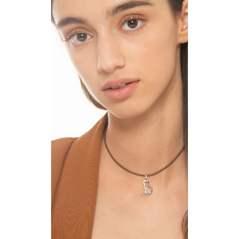 Weißgold 18K Anhänger mit Katze mit Zirkonia