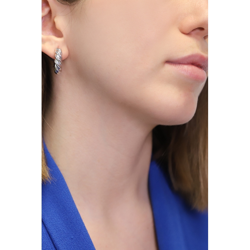 Torchon Creolen Damen Weißgold 750 Torchon Creolen Damen Weißgold 750