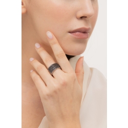 Schwarze Diamanten Weißgoldring Bandring  2