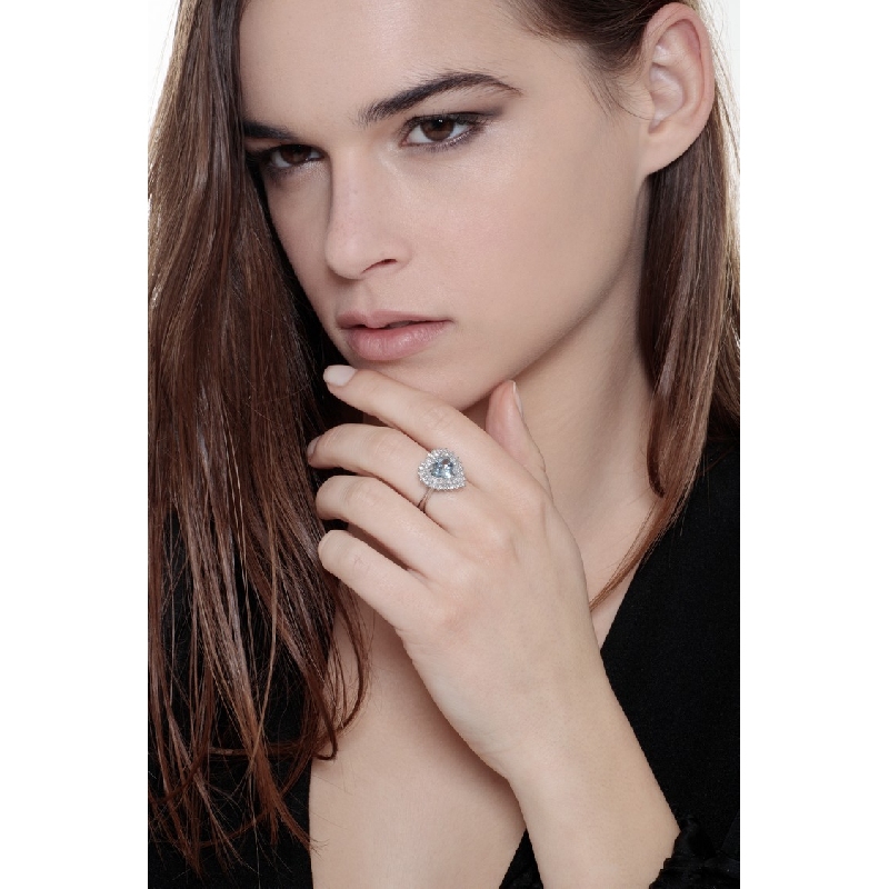 Aquamarin Ring Herz Ring Diamanten Weißgold 750