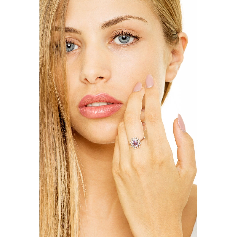 Weißgold Amethyst Ring mit Diamanten