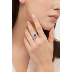 Weißgold 750 Tansanit Halo Ring mit Diamanten 2