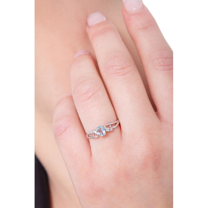 Aquamarin Ring Weißgold 750 mit Brillanten  Aquamarin Ring Weißgold 750 mit Brillanten