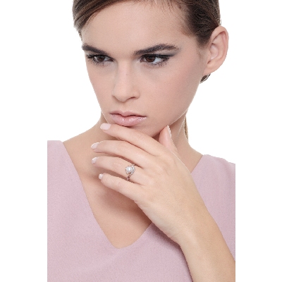 Perlenring Weißgold 750 mit Diamanten 