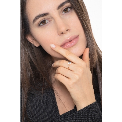 750er Roségold Aquamarin Ring mit Diamanten