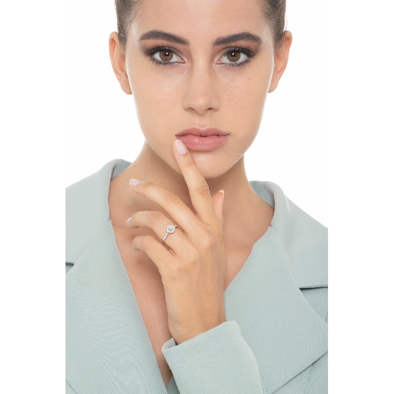 Diamant Ring Damen 18 Karat Weißgold