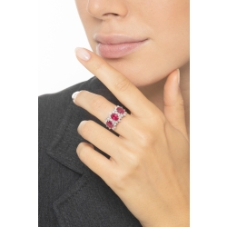 Drei Rubinen Ring mit Diamanten Weissgold 2