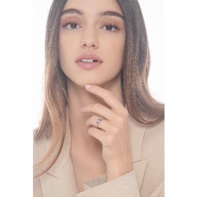 Peridot-Amethyst-Citrin Ring in Weißgold – Rainbow Kollektion