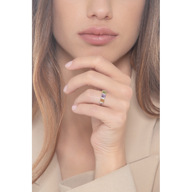Peridot-Amethyst-Citrin Ring in Weißgold – Rainbow Kollektion Peridot-Amethyst-Citrin Ring in Weißgold – Rainbow Kollektion