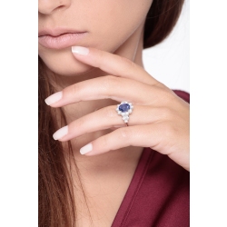 Saphir Ring Damen mit Brillanten Weißgold 18K 2