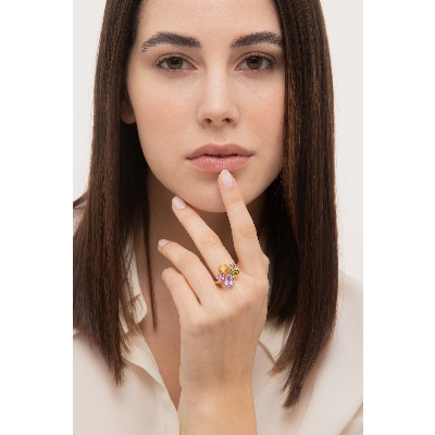 Rosa Saphir Ring mit bunten Edelsteinen Rainbow Kollektion 