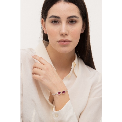 Rubin Armband mit Diamanten Damen Weißgold 750