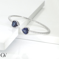 Weißgold Armreif mit blauen Saphiren und Diamanten 2