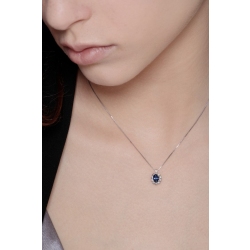 Weißgold Kette Damen mit Saphir und Diamanten 2