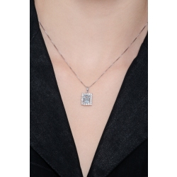 Halo Kette mit Aquamarin-Anhänger und Brillanten  2