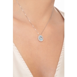 Aquamarin Kette mit Diamanten Weißgold 18K 2