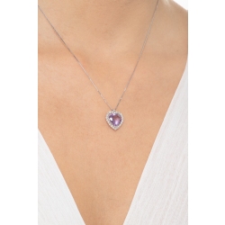 Weißgoldkette mit Herzanhänger aus Amethyst und Diamanten  2