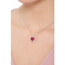 Herzkette Halo 18K Weißgold mit Rubin und Diamanten 2